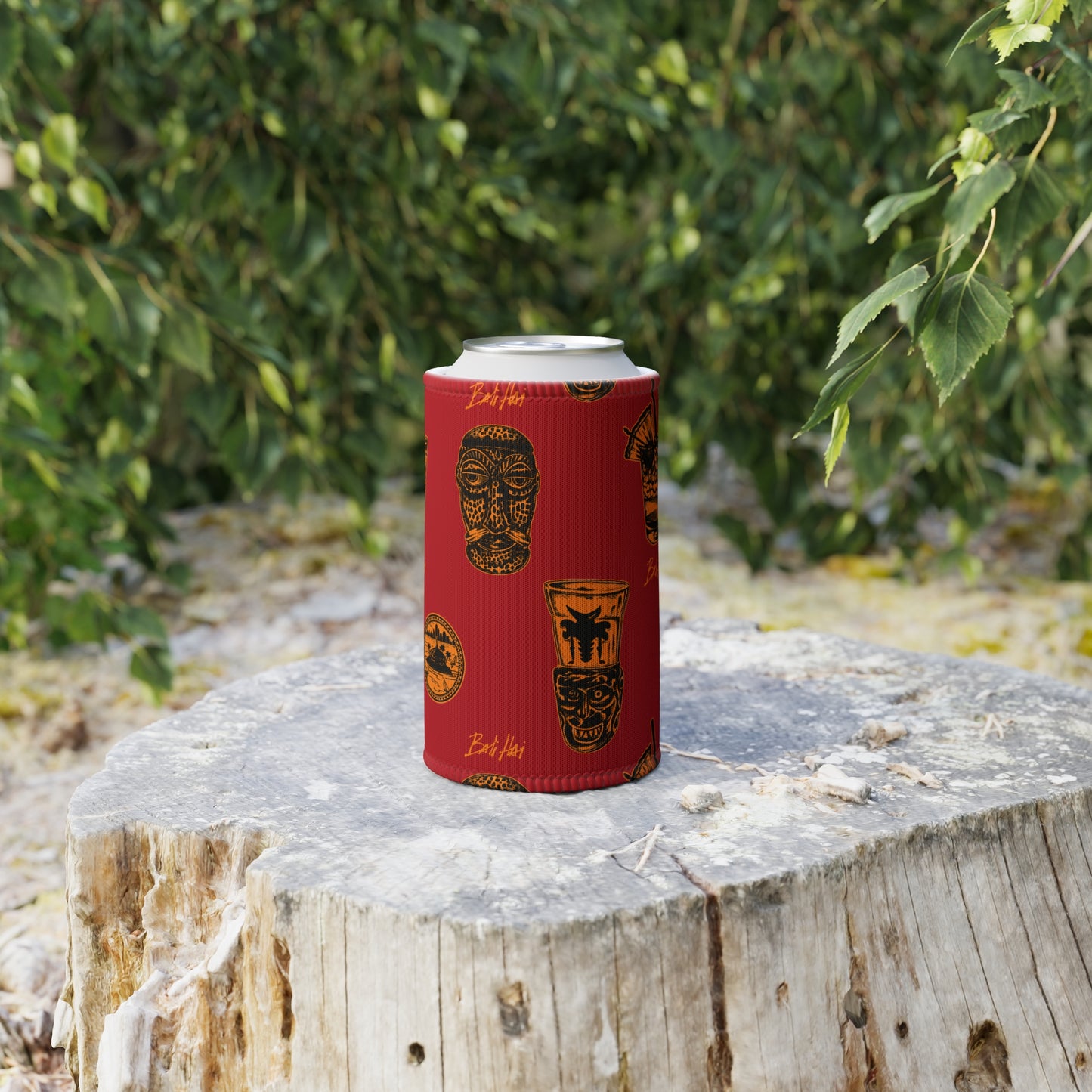 Tiki Stubby Cooler — Retro Tropical Drink Can Koozie