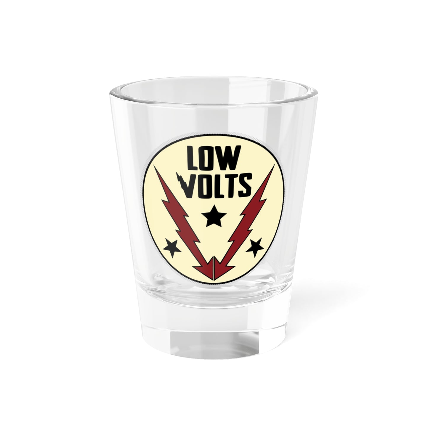 Low Volts - Circle Badge Shot Glass