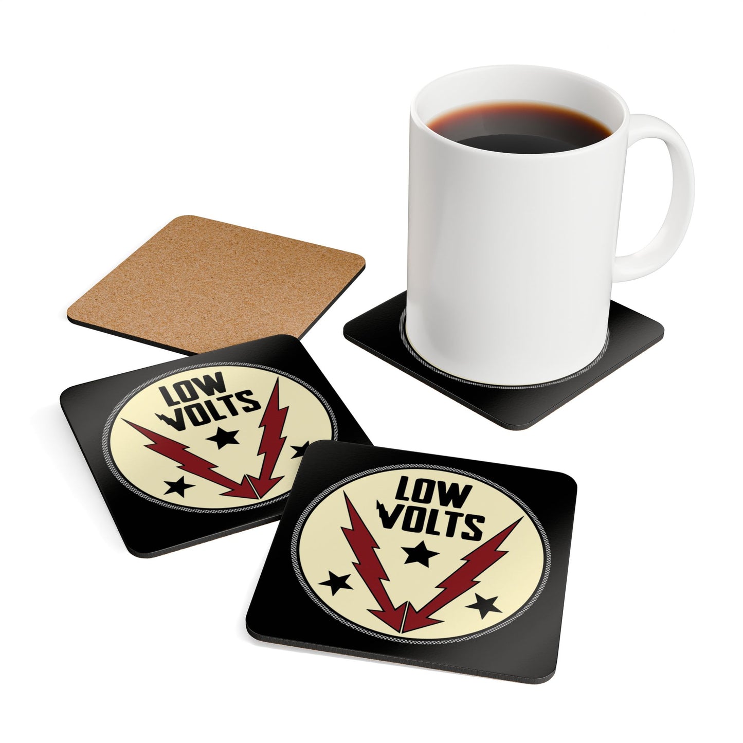 Low Volts - Circle Badge Coasters